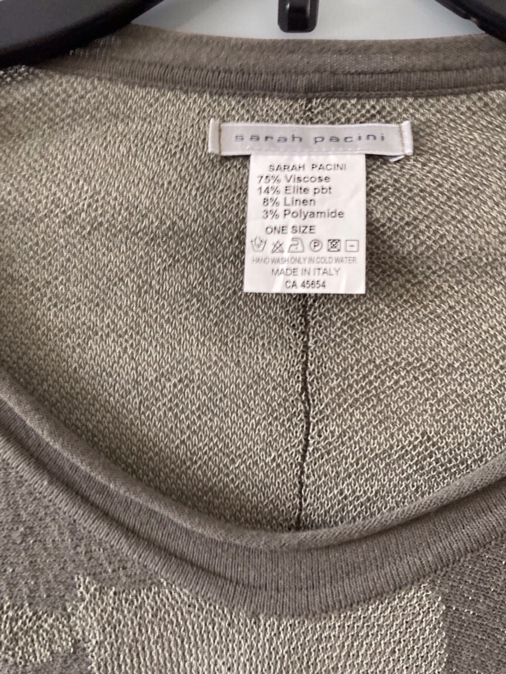 Sarah Pacini Italy Knit Top OS Olive Green Lagenlook Asymmetrical Designer - Picture 3 of 11